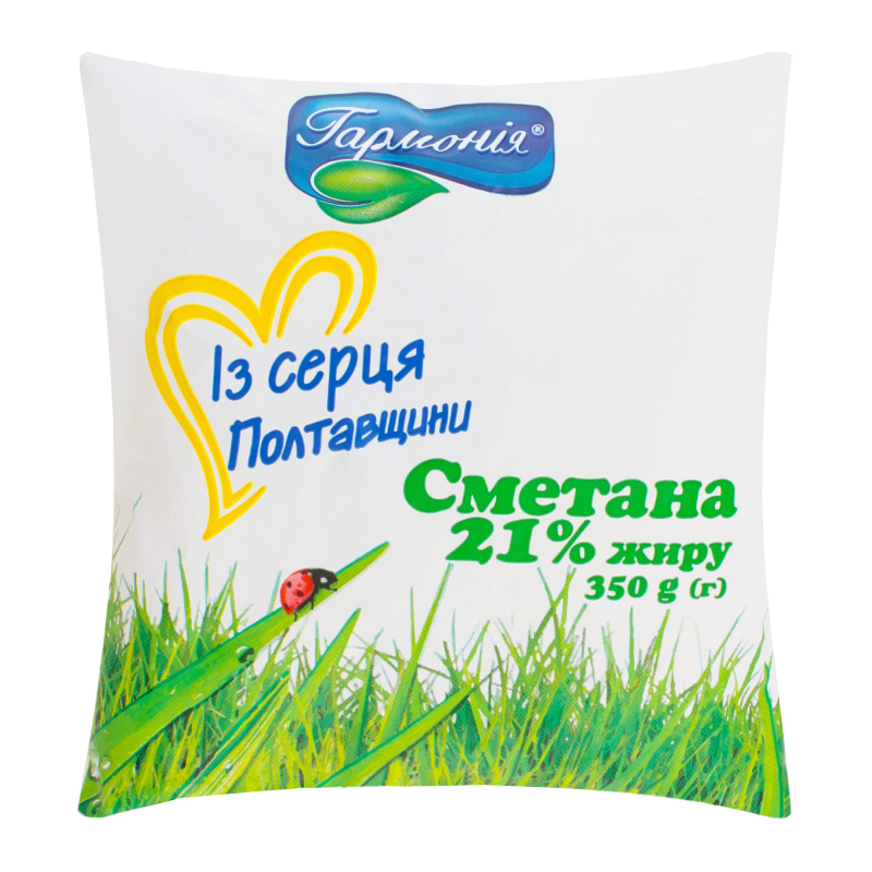 Сметана ГАРМОНІЯ 21%, 350г, плівка поліетиленова